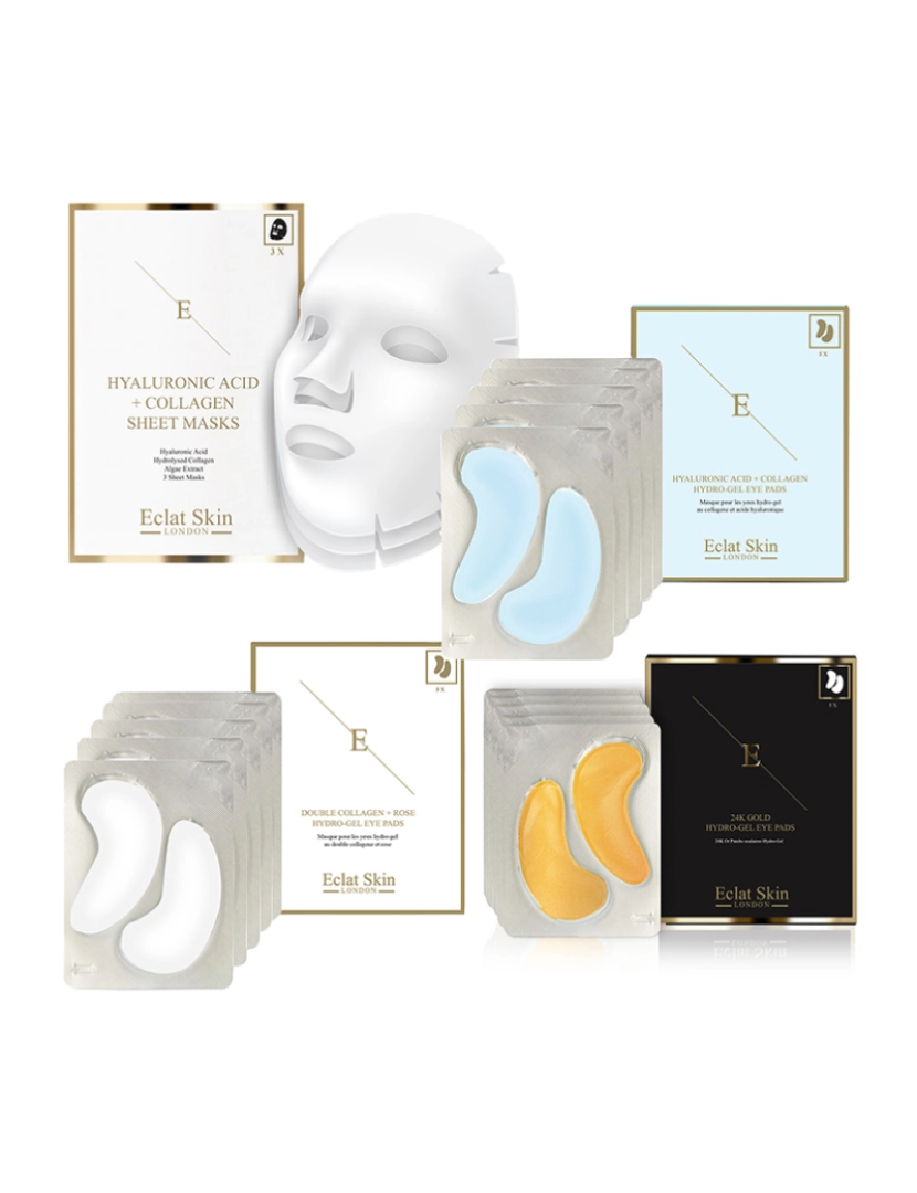 Eclat Skin London - Kit 4pçs Máscara + 3 Almofadas de Olhos