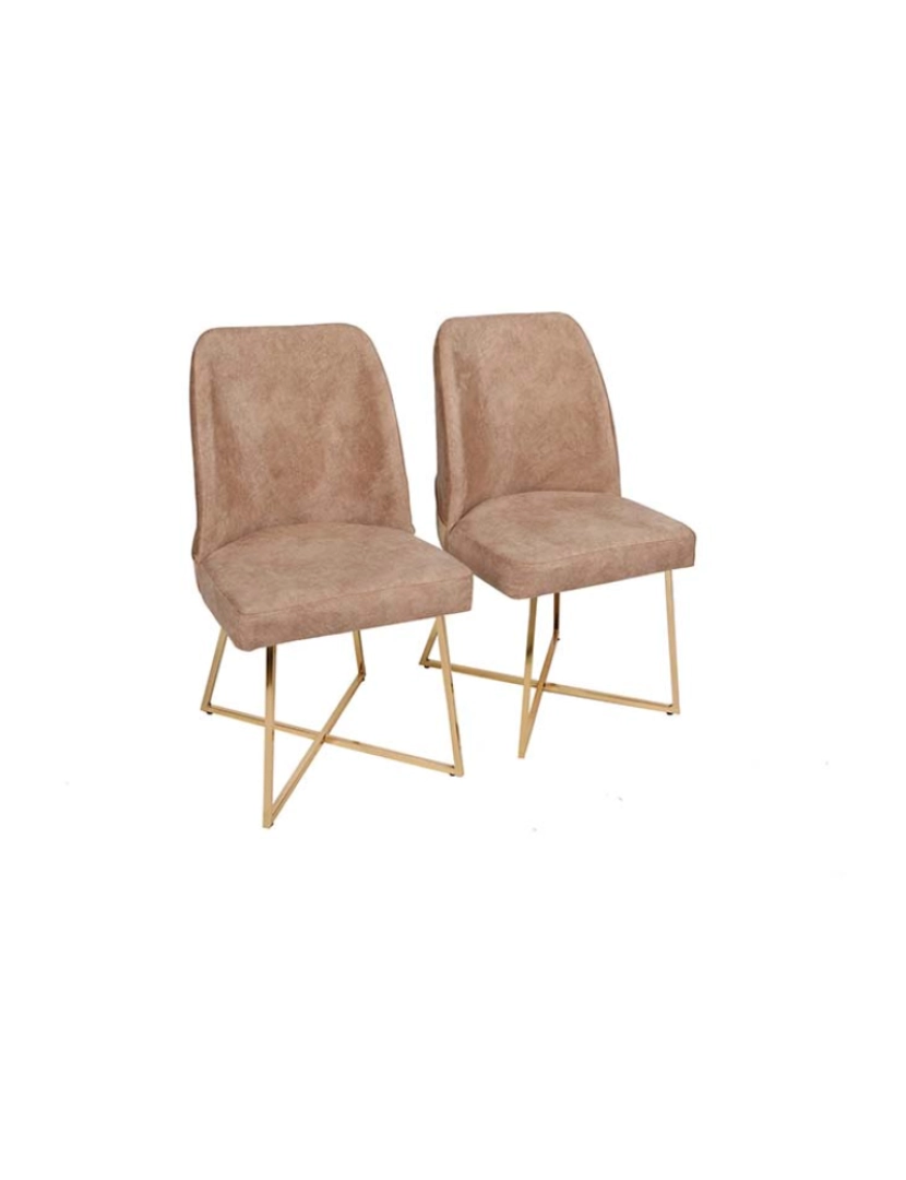 ASR - Pack 2 Cadeiras Dourado Castanho
