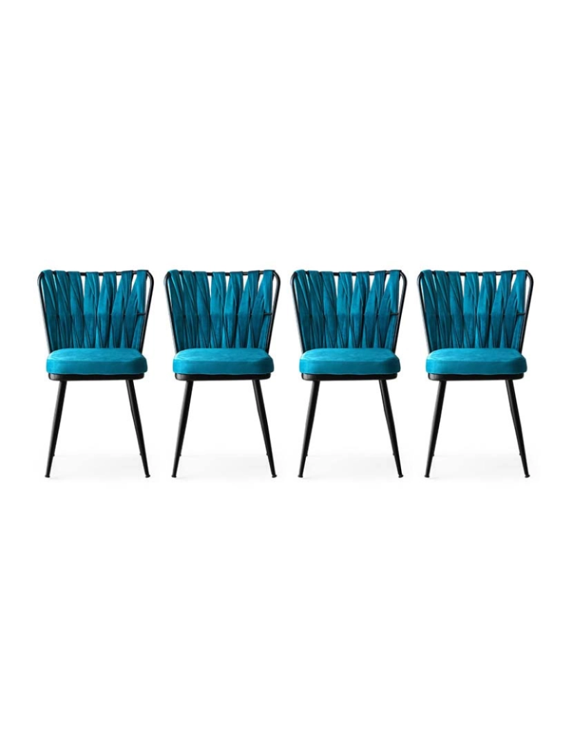 ASR - Pack 4 Cadeiras Preto Azul