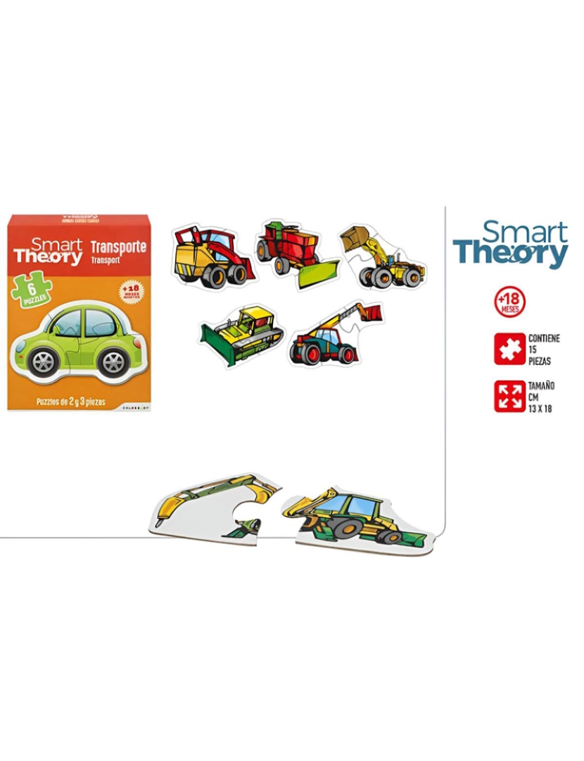 Smart Theory - PUZZLES INFANTIS VEICULOS C/6 13X18 CM 37673