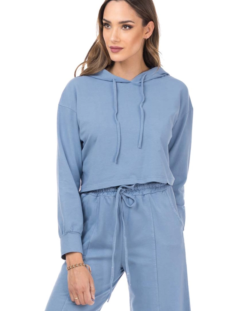 Tantra - Sweatshirt Cropped C/ Capuz Senhora Azul