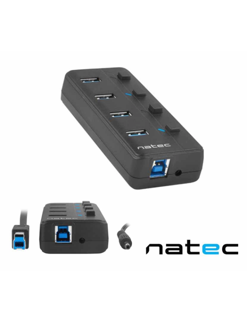Natec - Hub Usb 3.0 C/ 4 Portas Interruptores Iniduais 
