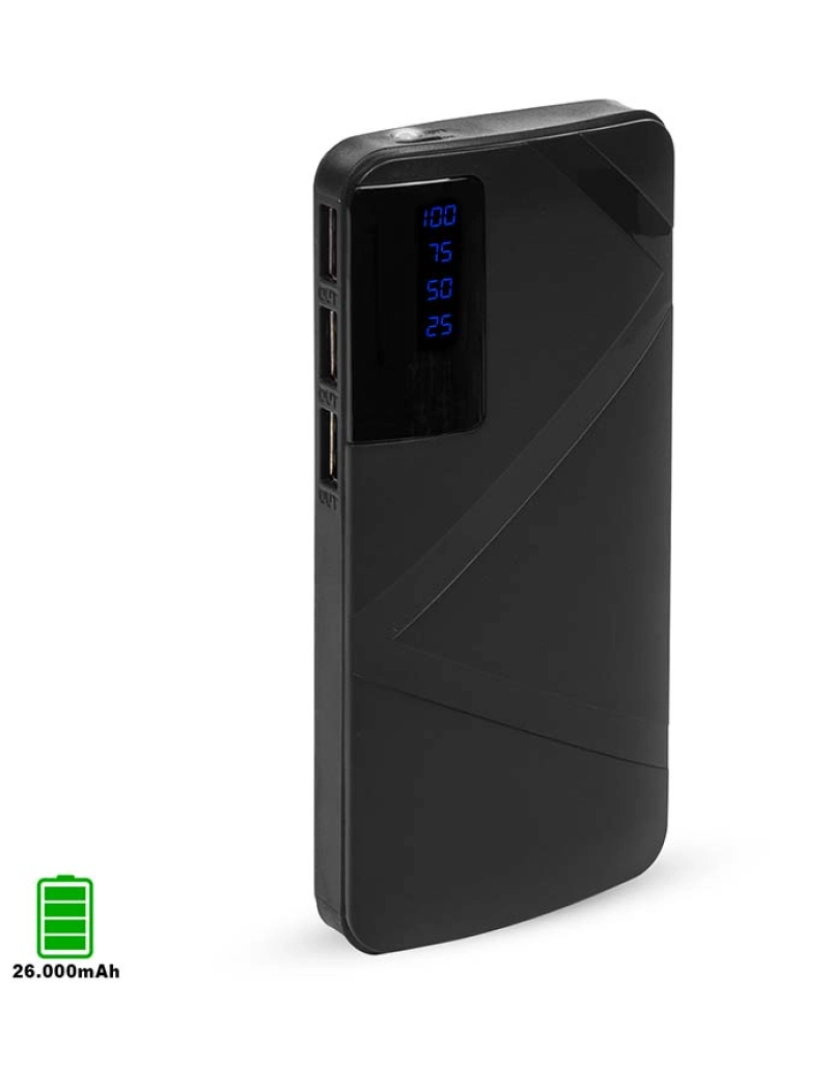 DAM - Powerbank R8 de 26000mAh Tripla Saída USB de 1A Preto