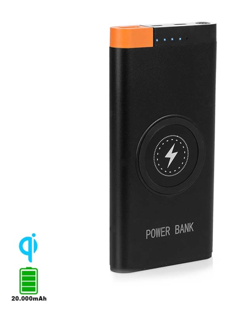 DAM - Powerbank P31 Qi de 20.000 mAh Saída USB de 2.1A