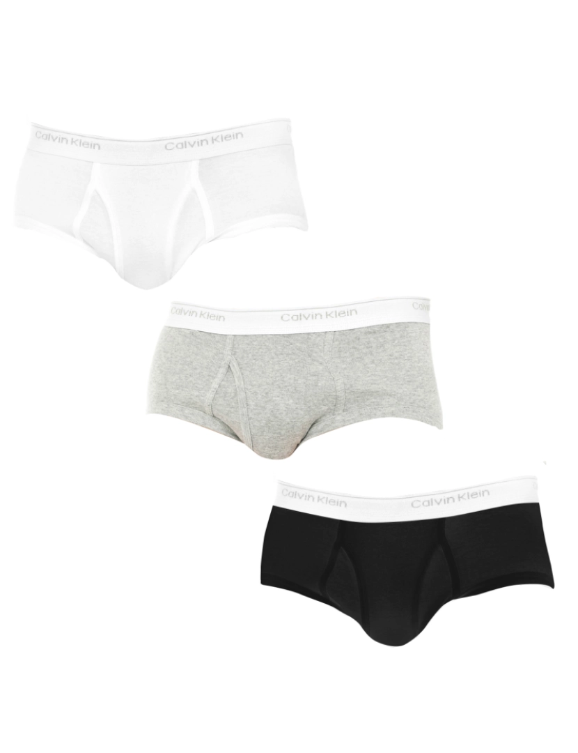 Calvin Klein - Pack 3 Slips Homem Preto-Branco-Cinza