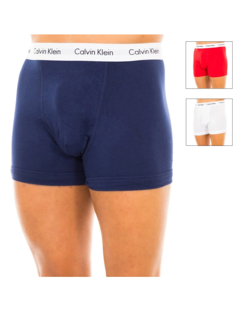 Calvin Klein - Pack 3 Boxers Homem Azul. Vermelho e Branco