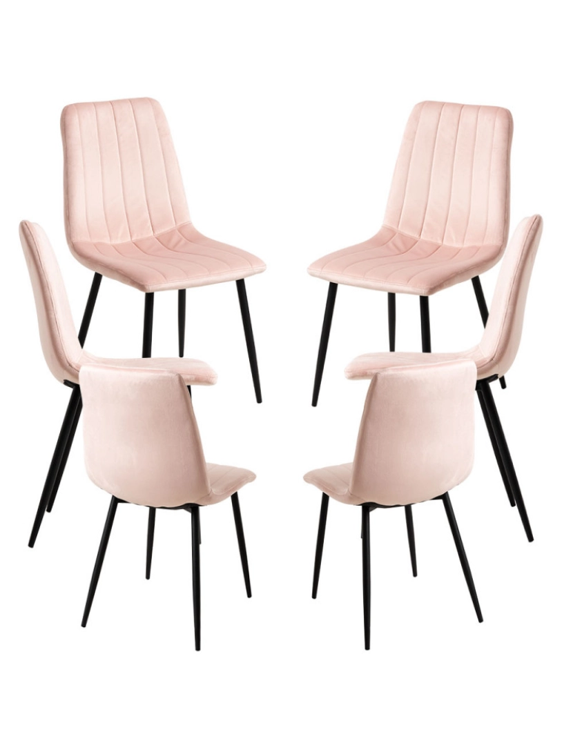 Presentes Miguel - Pack 6 Cadeiras Veludo Liny - Rosa
