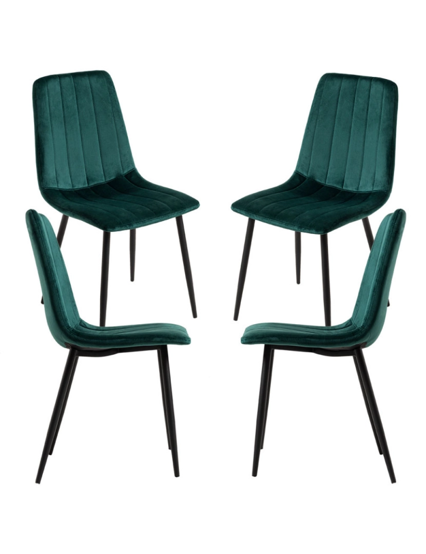 Presentes Miguel - Pack 4 Cadeiras Veludo Liny - Verde