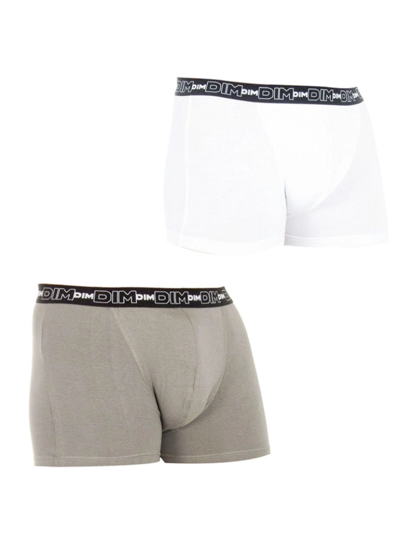 DIM - Pack 2 Boxers Cotton Streech Homem Branco e Antracite