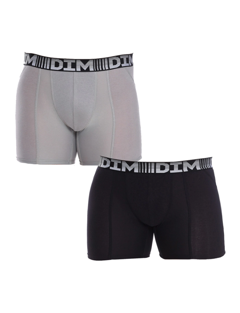 DIM - Pack 2 Boxers Compridos Coton 3D Flex Air Homem Cinza e preto