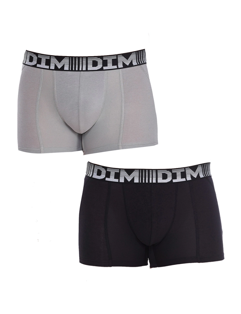 DIM - Pack 2 Boxers Coton 3D Flex Air Homem Cinza e preto