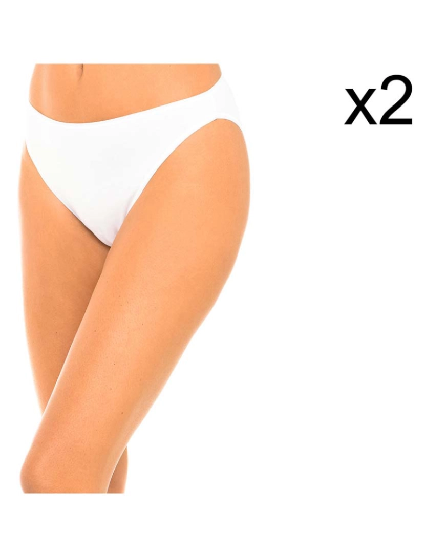 Playtex - Pack 2 Cuecas High Leg Senhora Branco