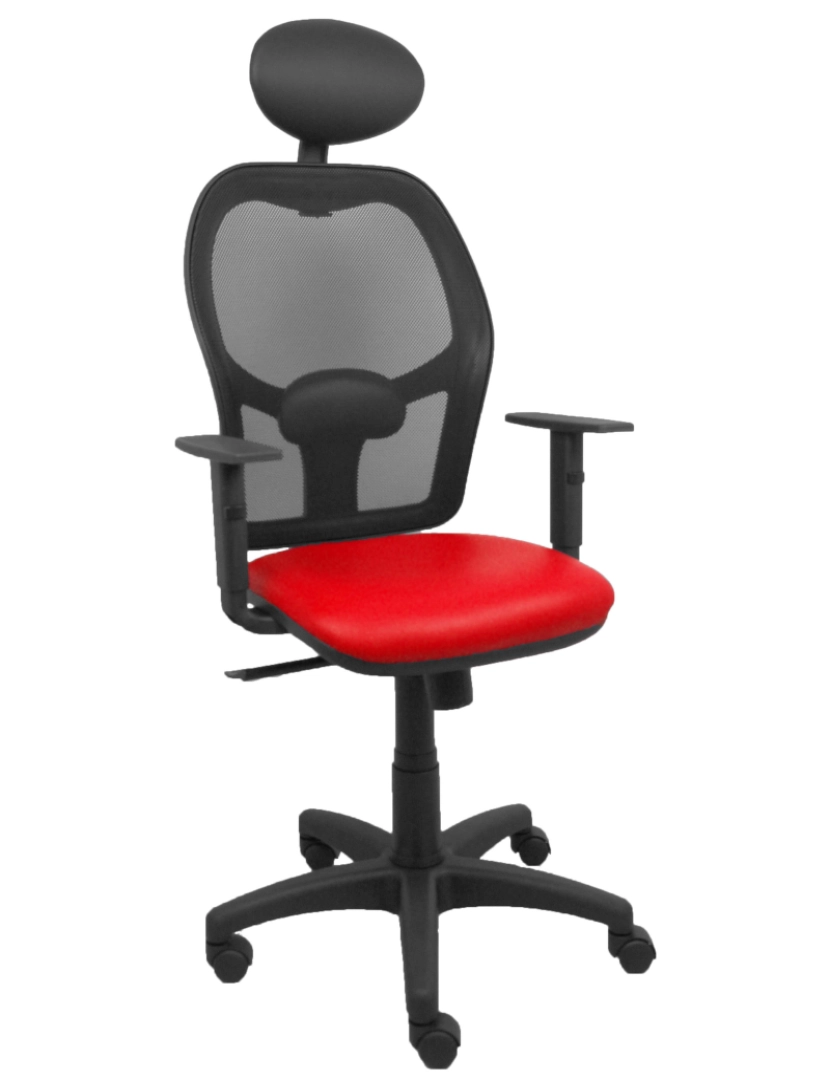 imagem de Alocén Malla Black Seat Similpiel Red Armrests Head Fijo1