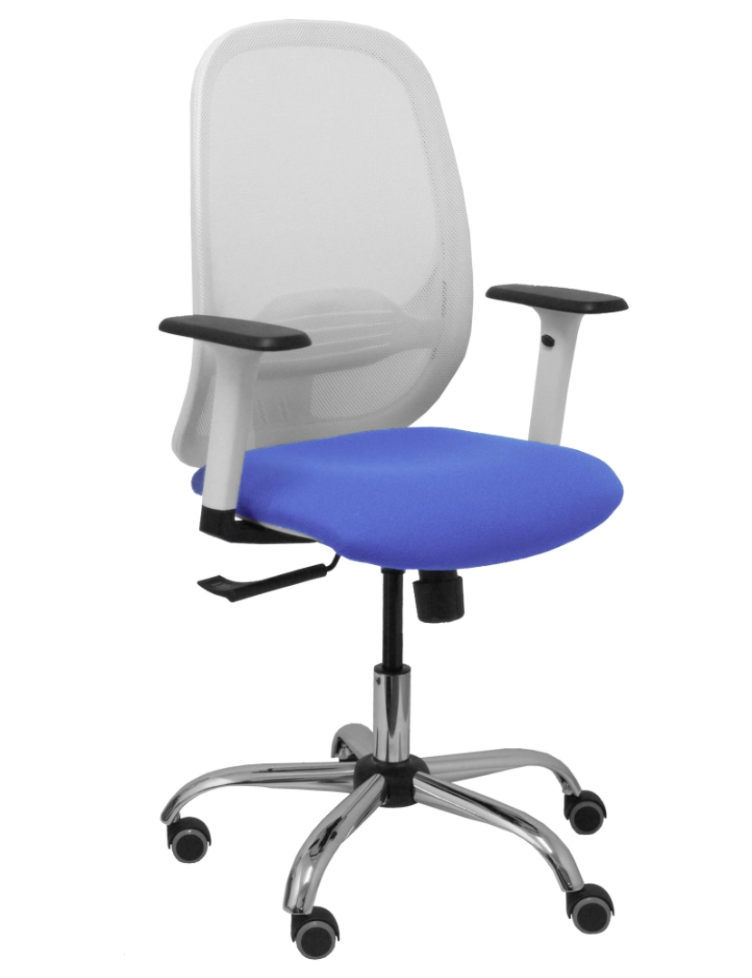 imagem de Branco Cilanco cadeira malha branca assento branco Bali azul claro braço regulado Base Rodas cromadas de Parqué1