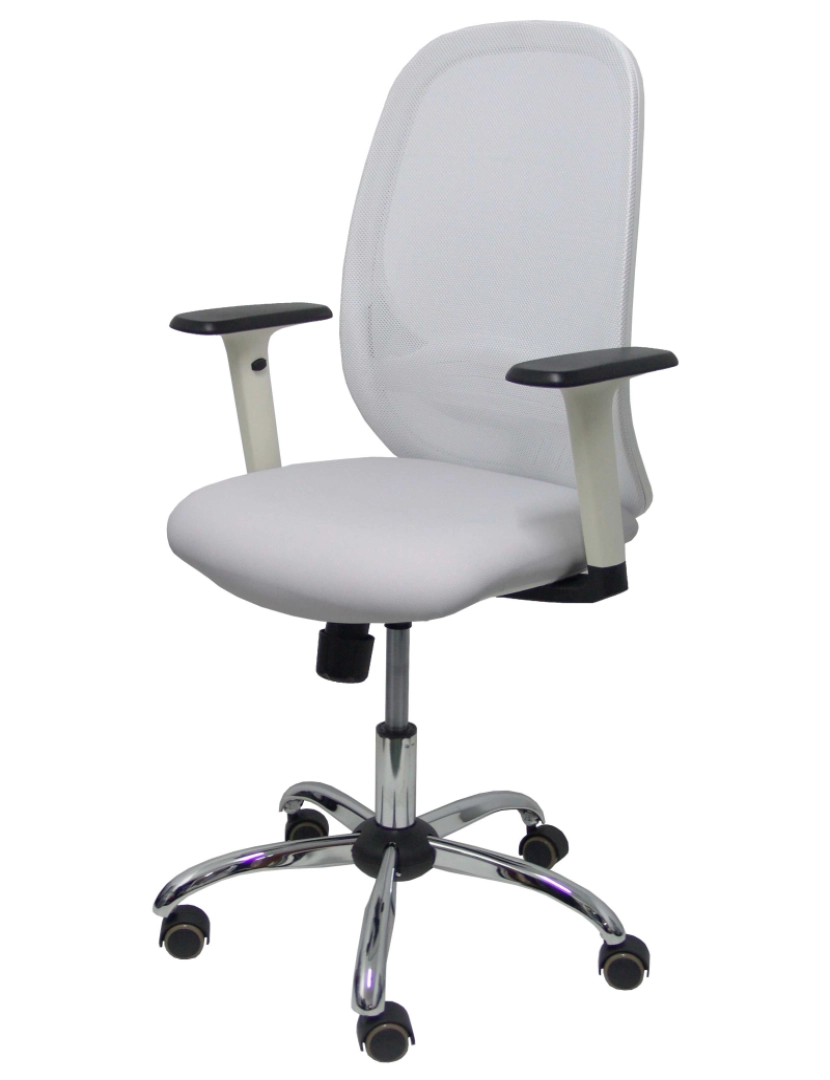 imagem de Branco Cylanc Chair Branco Pérola Asto Similpiel Brazo cinzento Reg. Crom Base Rp4