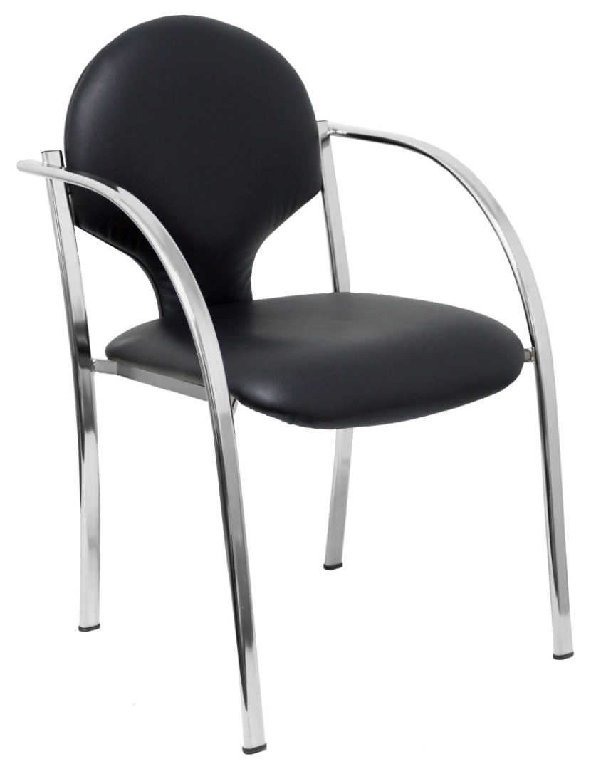 imagem de Pacote 2 cadeiras Hellin Similpiel Chassis cromado preto2