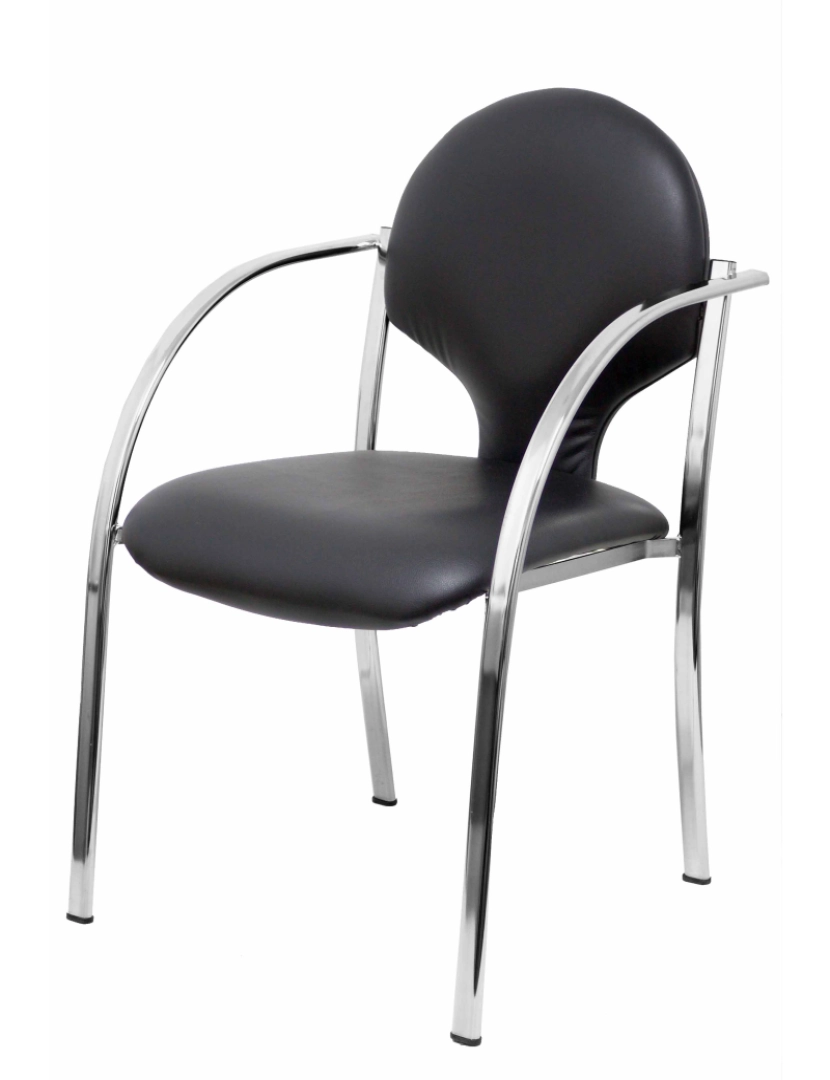 imagem de Pacote 2 cadeiras Hellin Similpiel Chassis cromado preto4