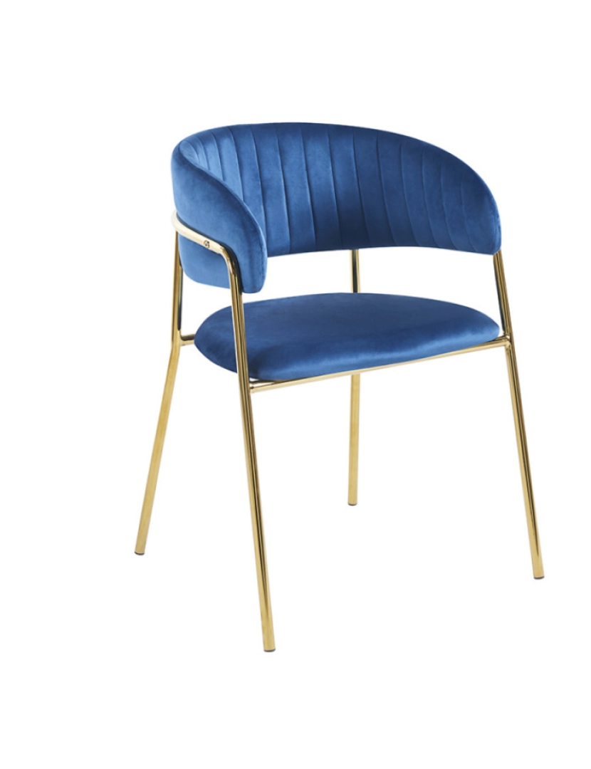 Presentes Miguel - Cadeira Moniel Golden Veludo - Azul