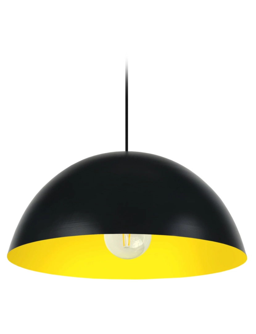 Tosel - DEMI-BOULE - Suspensão redondo metal preto e amarelo