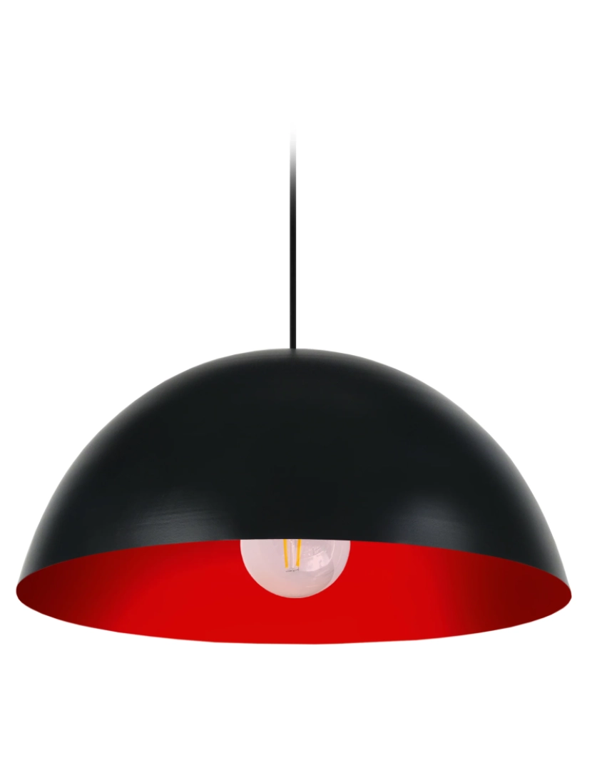 imagem de DEMI-BOULE - Suspensão redondo metal preto e vermelho1