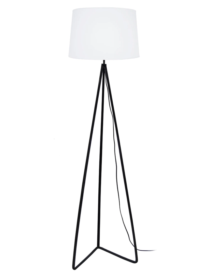 Tosel - PIED TRIANGLE - Candeeiro pé alto redondo metal preto e branco