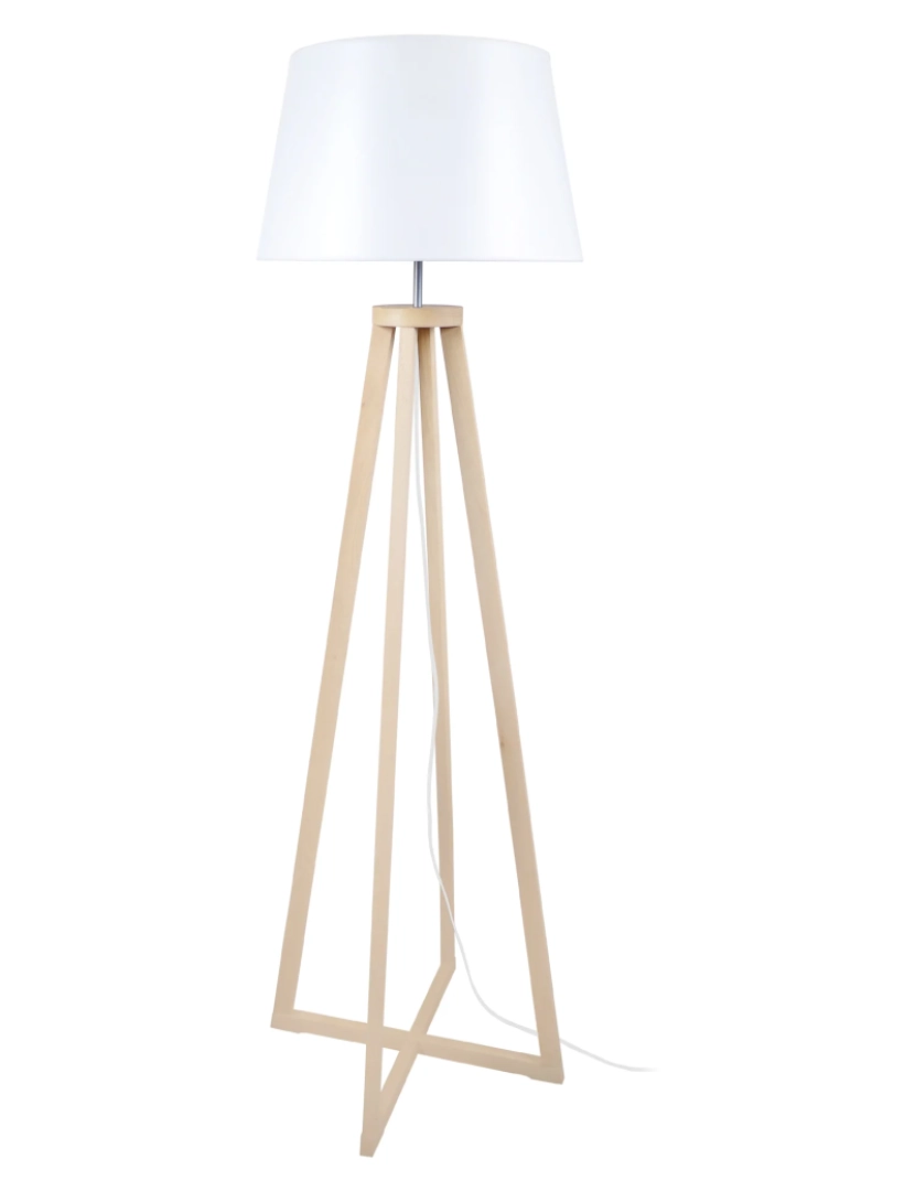 Tosel - SKARA - Candeeiro pé alto trapecio madeira natural e branco