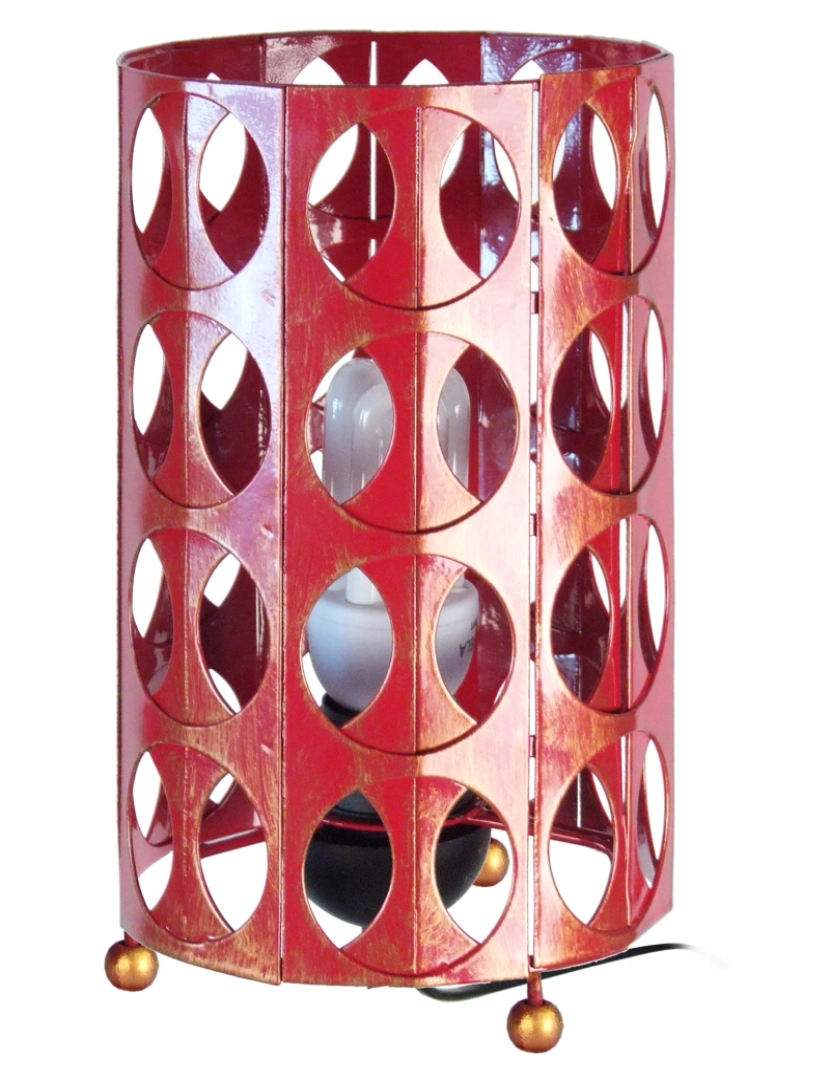 imagem de ZIN - Candeeiro mesa de cabeceira redondo metal vermelho e dourado1