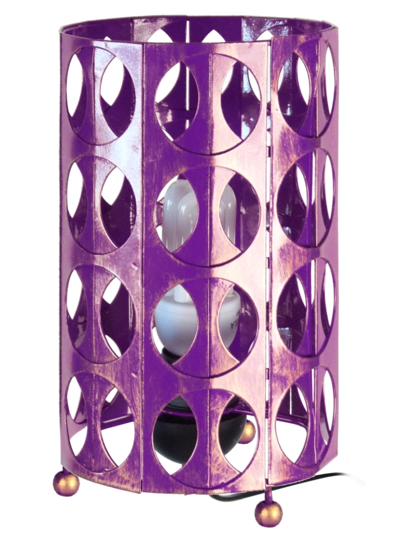 imagem de ZIN - Candeeiro mesa de cabeceira redondo metal violeta e dourado1