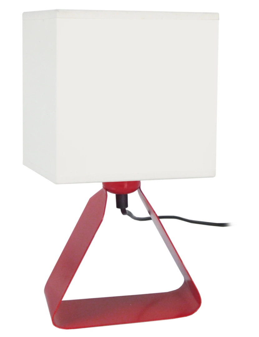 Tosel - CAMÉLIA - Candeeiro mesa de cabeceira cuadrado metal vermelho e cru