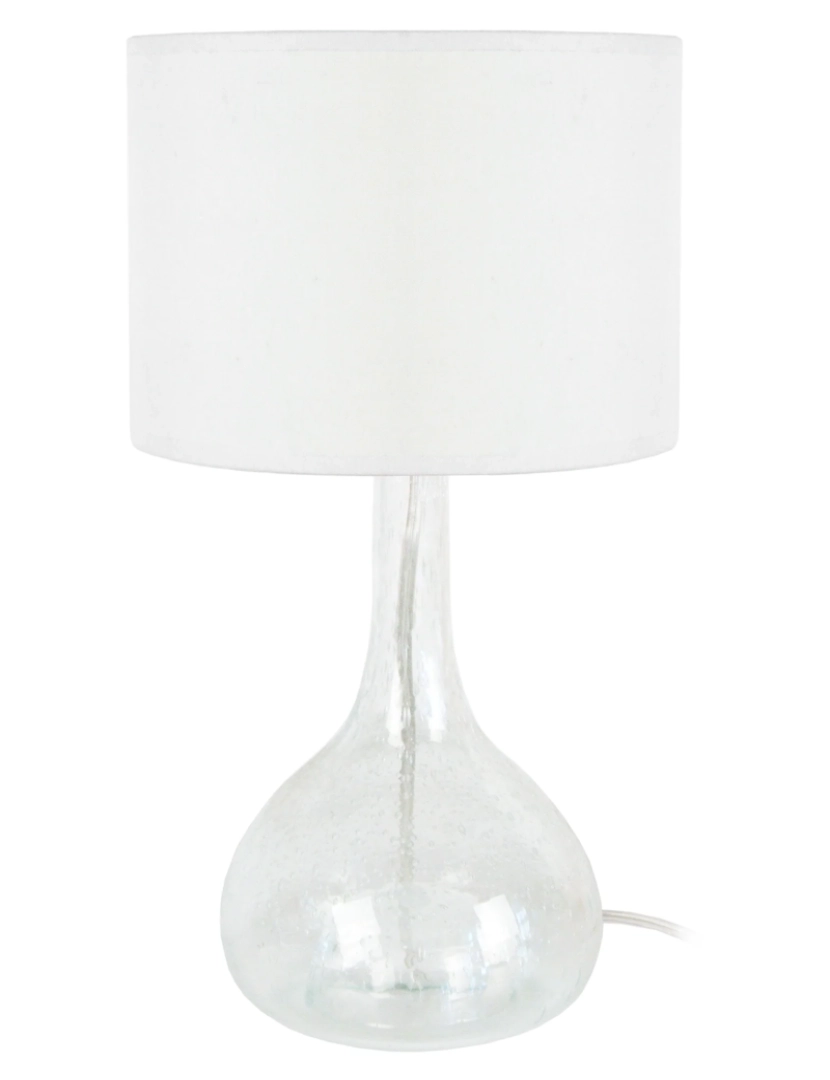 Tosel - CARAFE BOULES - Candeeiro mesa de cabeceira redondo vidro claro e branco