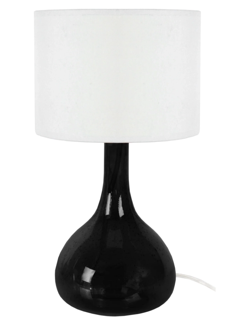 Tosel - CARAFE BOULES - Candeeiro mesa de cabeceira redondo vidro preto e branco