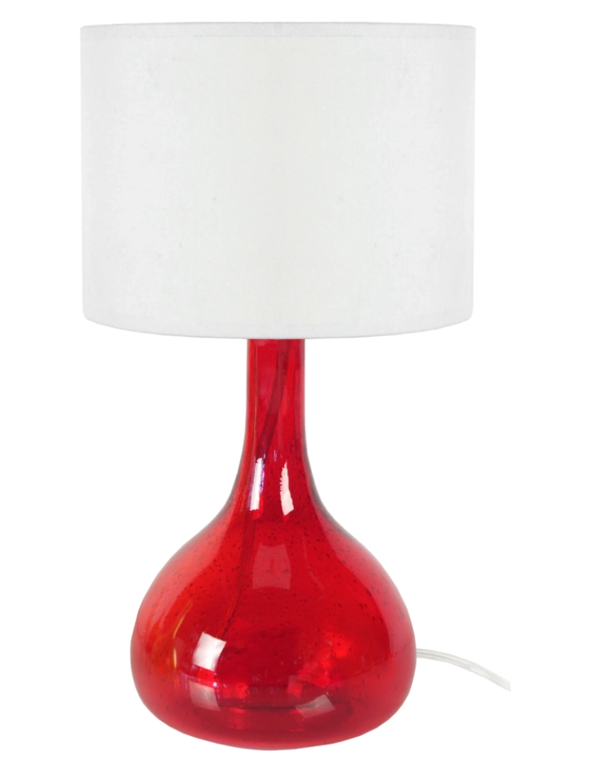 Tosel - CARAFE BOULES - Candeeiro mesa de cabeceira redondo vidro vermelho e branco
