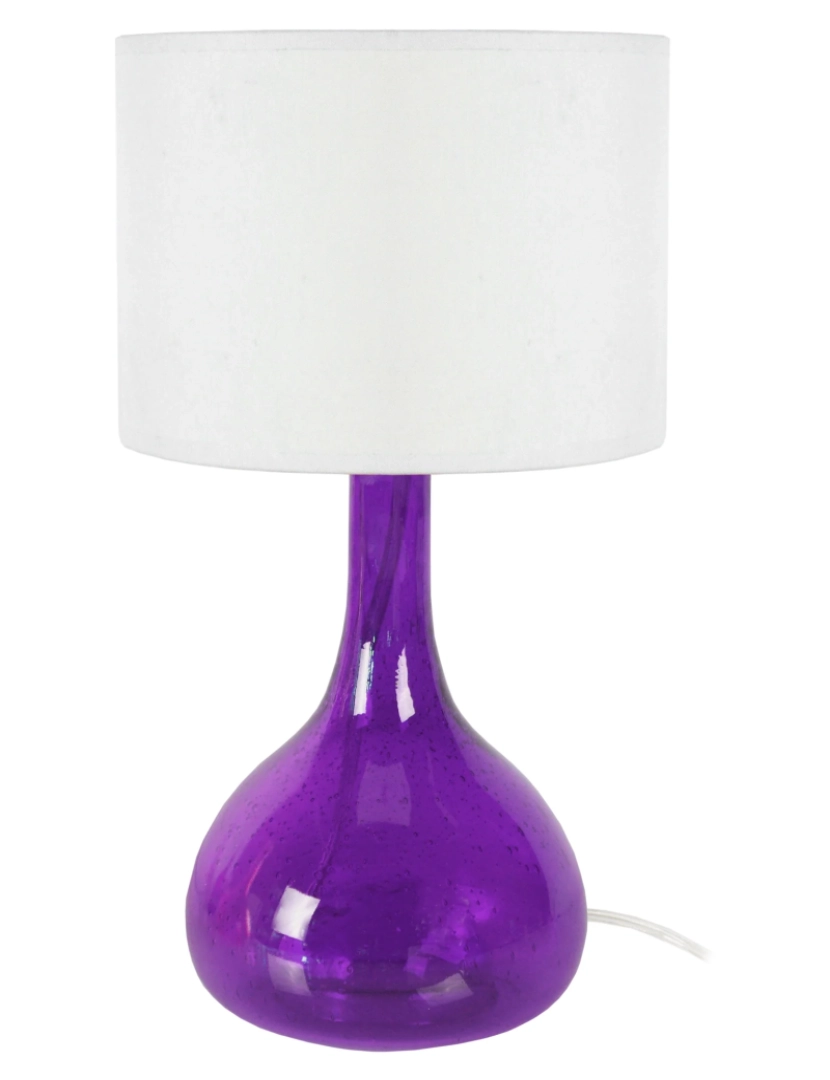 Tosel - CARAFE BOULES - Candeeiro mesa de cabeceira redondo vidro violeta e branco