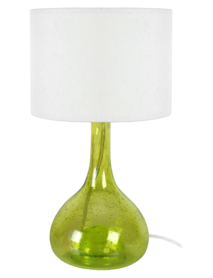 imagem de CARAFE BOULES - Candeeiro mesa de cabeceira redondo vidro verde e branco1