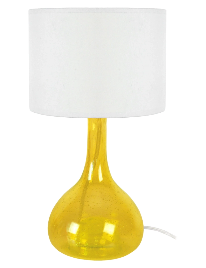 imagem de CARAFE BOULES - Candeeiro mesa de cabeceira redondo vidro amarelo e branco1