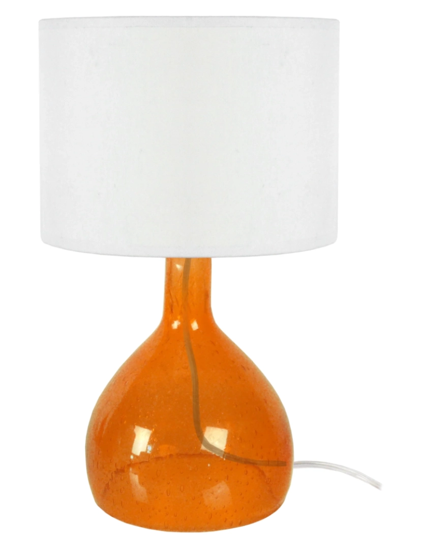 Tosel - CARAFE BOULES - Candeeiro mesa de cabeceira redondo vidro laranja e branco