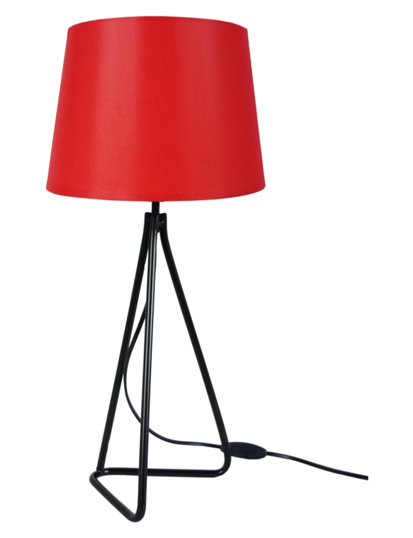 Tosel - PIED TRIANGLE - Candeeiro mesa de cabeceira redondo metal preto e vermelho