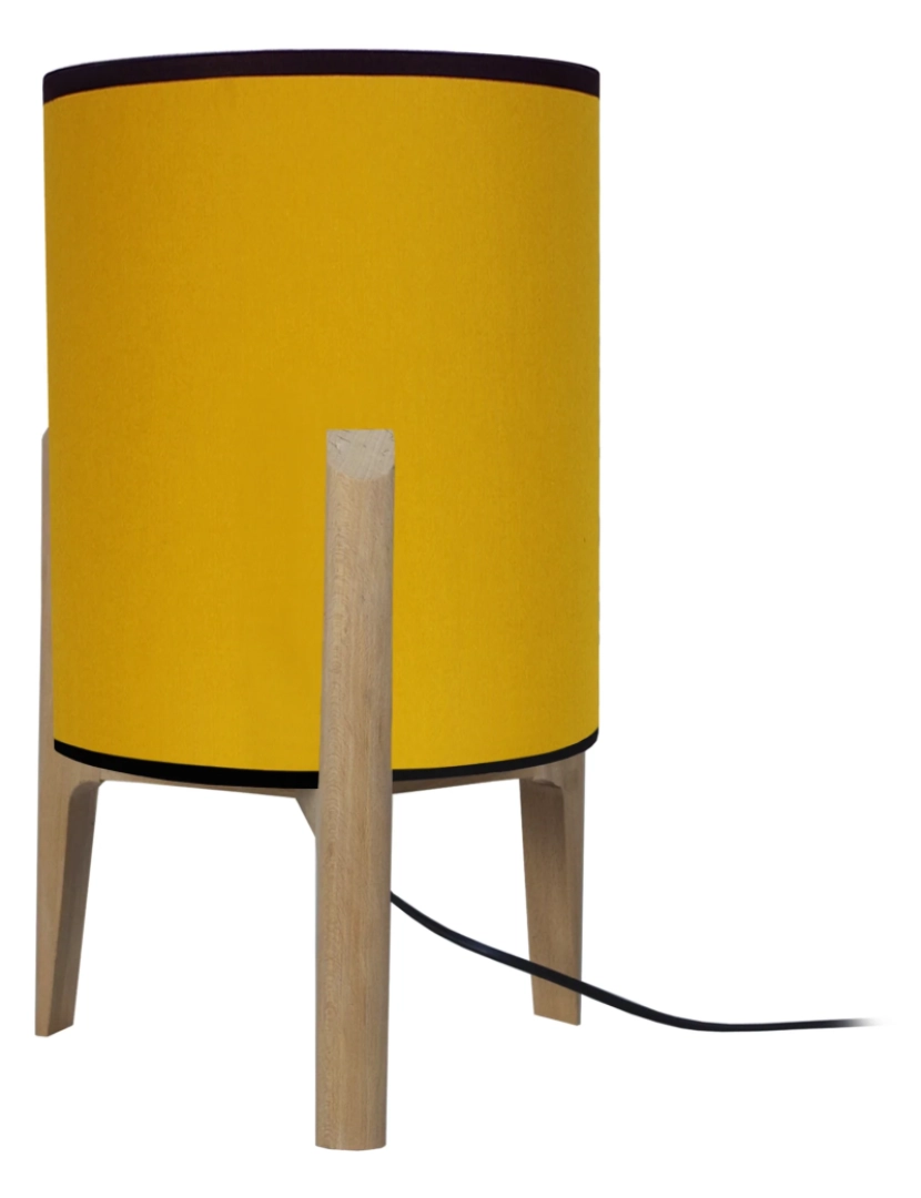 Tosel - PIPPINT LARGE - Candeeiro de Mesa redondo madeira natural e amarelo