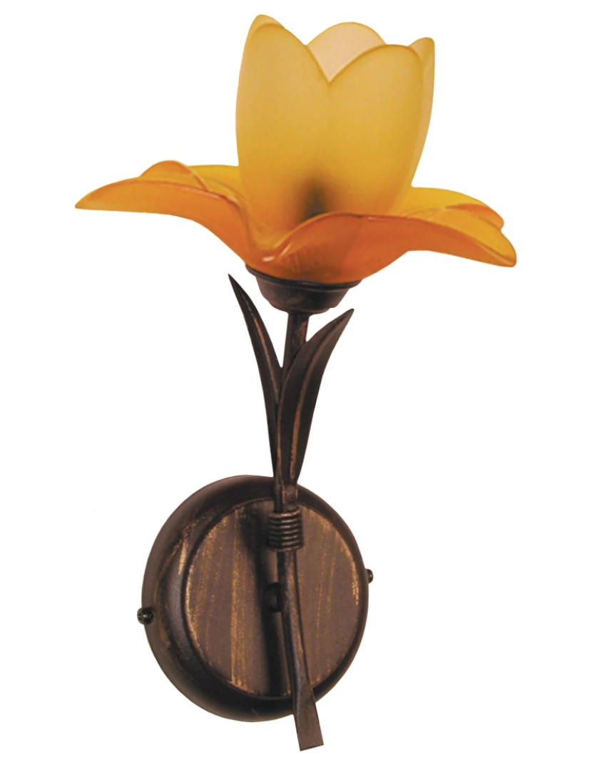 Tosel - TULIPANO - Aplique redondo metal castanho dourado e laranja