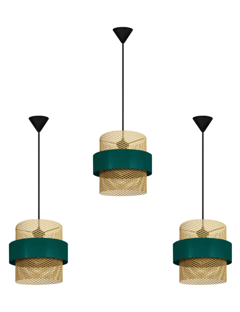 Tosel - MISIS LOT3 - Suspensão redondo metal verde e dourado