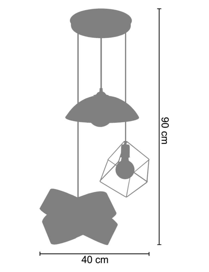 imagem de DEMILUNE,SQUARE,GORGES 1 - Candeeiro de Teto redondo metal preto2