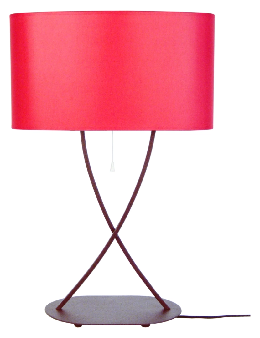 Tosel - ELÉGANCE - Candeeiro de Mesa rectangular metal castanho e vermelho