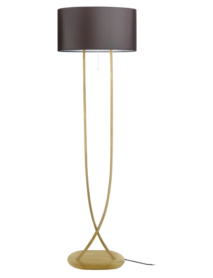 Tosel - ELÉGANCE - Candeeiro pé alto rectangular metal dourado e castanho