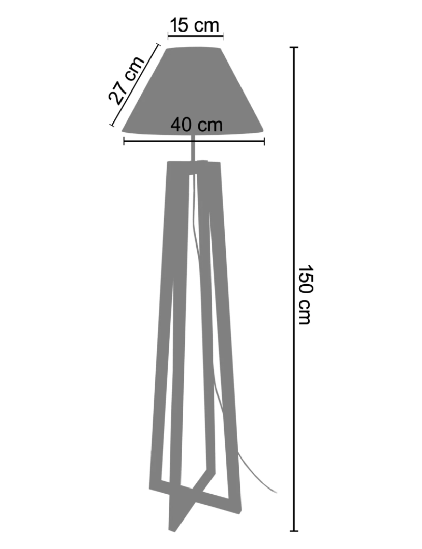 imagem de LOT - Candeeiro pé alto trapecio madeira taupe e branco2