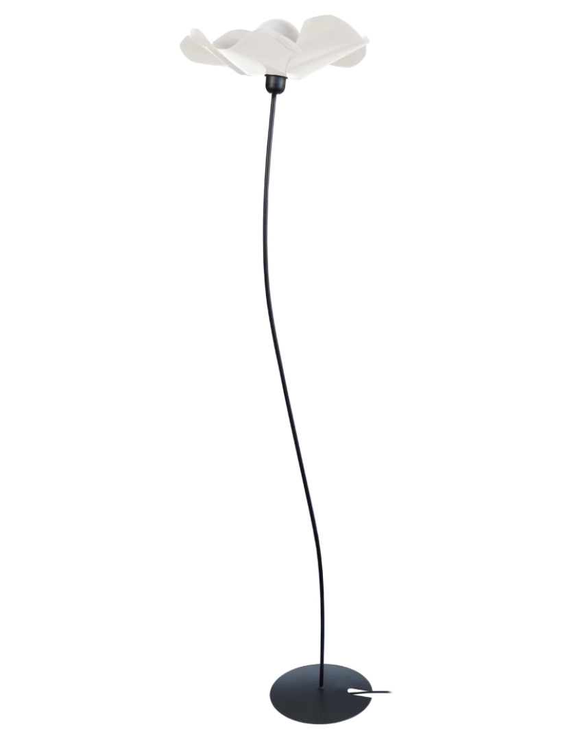 Tosel - BLUME - Candeeiro pé alto redondo metal marfim preto e branco