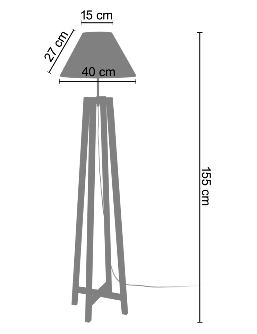 imagem de KALMAR - Candeeiro pé alto trapecio madeira natural e branco2