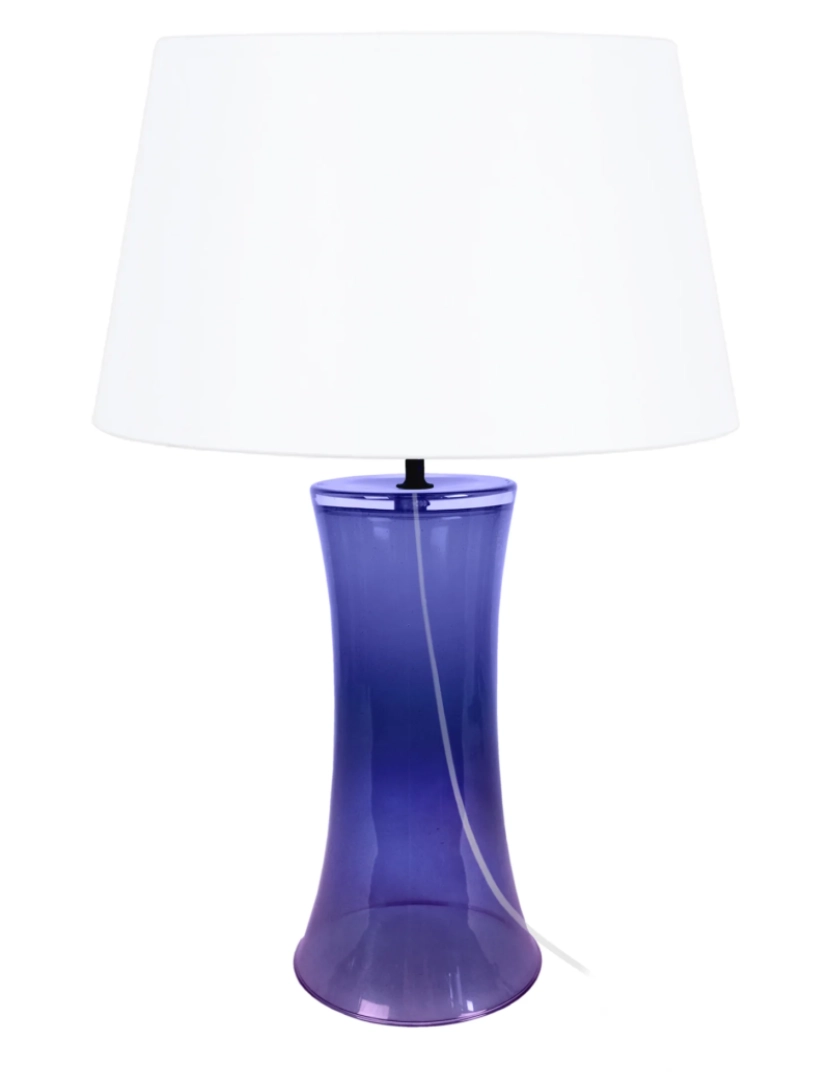 Tosel - TROMPETA - Candeeiro mesa de cabeceira redondo vidro violeta e branco