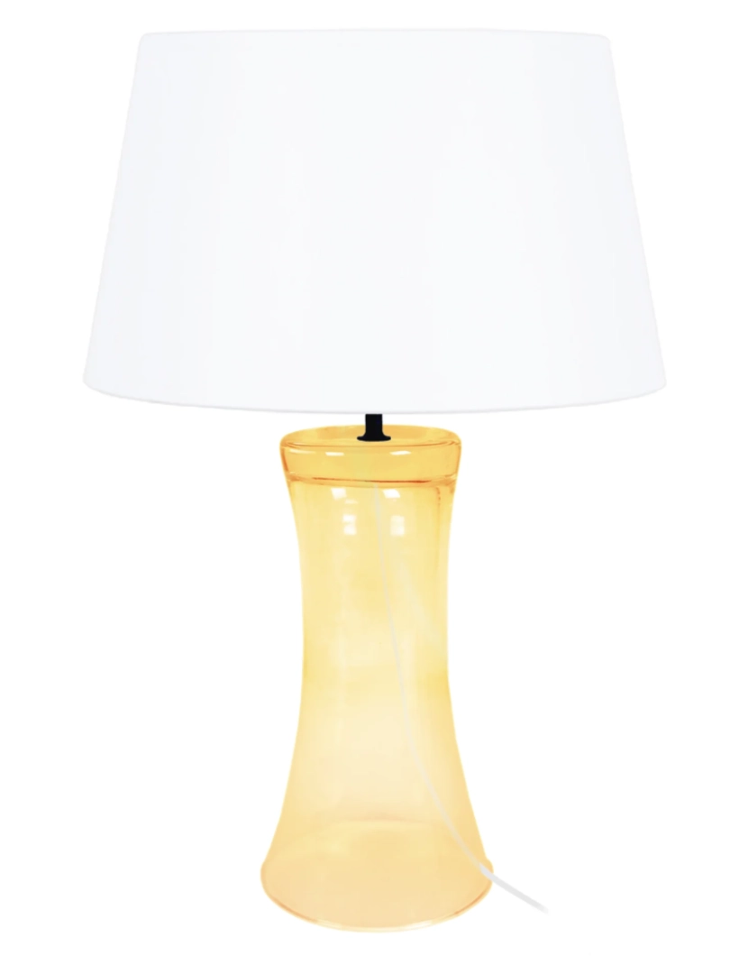 Tosel - TROMPETA - Candeeiro mesa de cabeceira redondo vidro amarelo e branco
