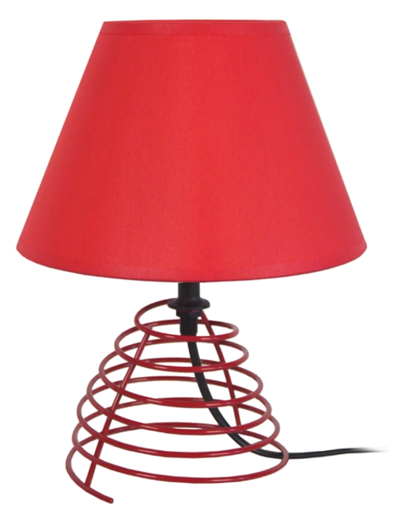 Tosel - TORTILLON - Candeeiro mesa de cabeceira redondo metal vermelho