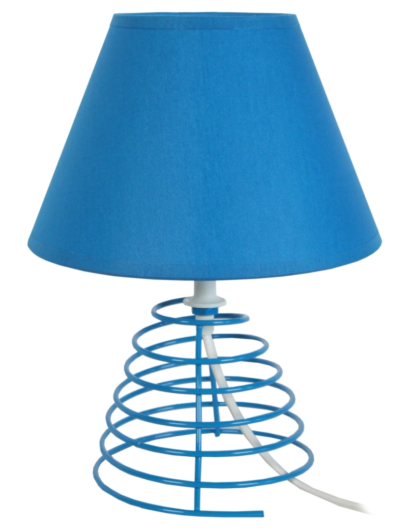 Tosel - TORTILLON - Candeeiro mesa de cabeceira redondo metal azul
